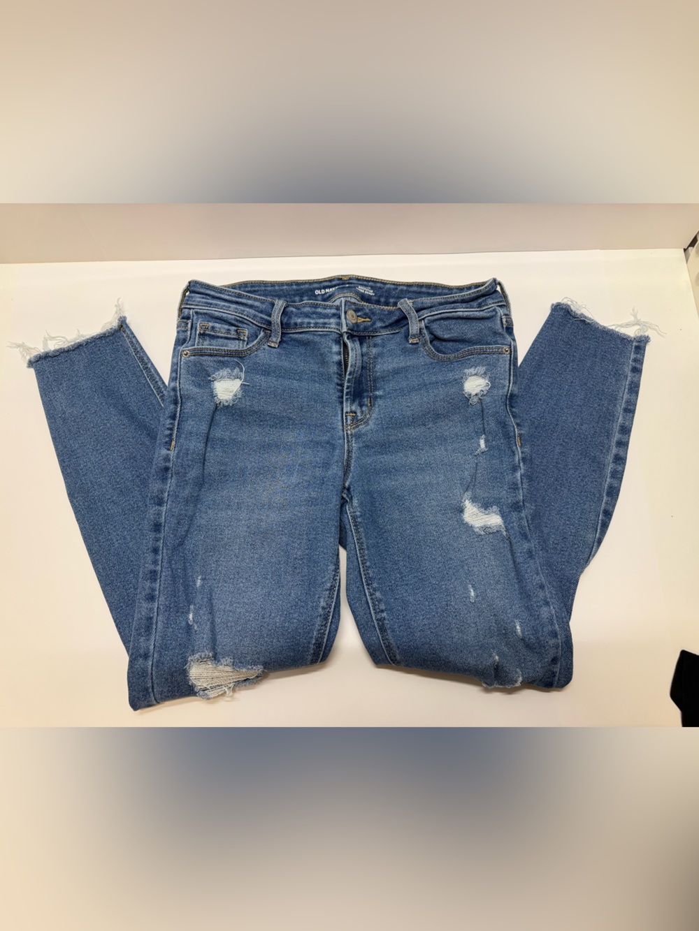 Old Navy Medium Blue Distressed Boyfriend Jeans